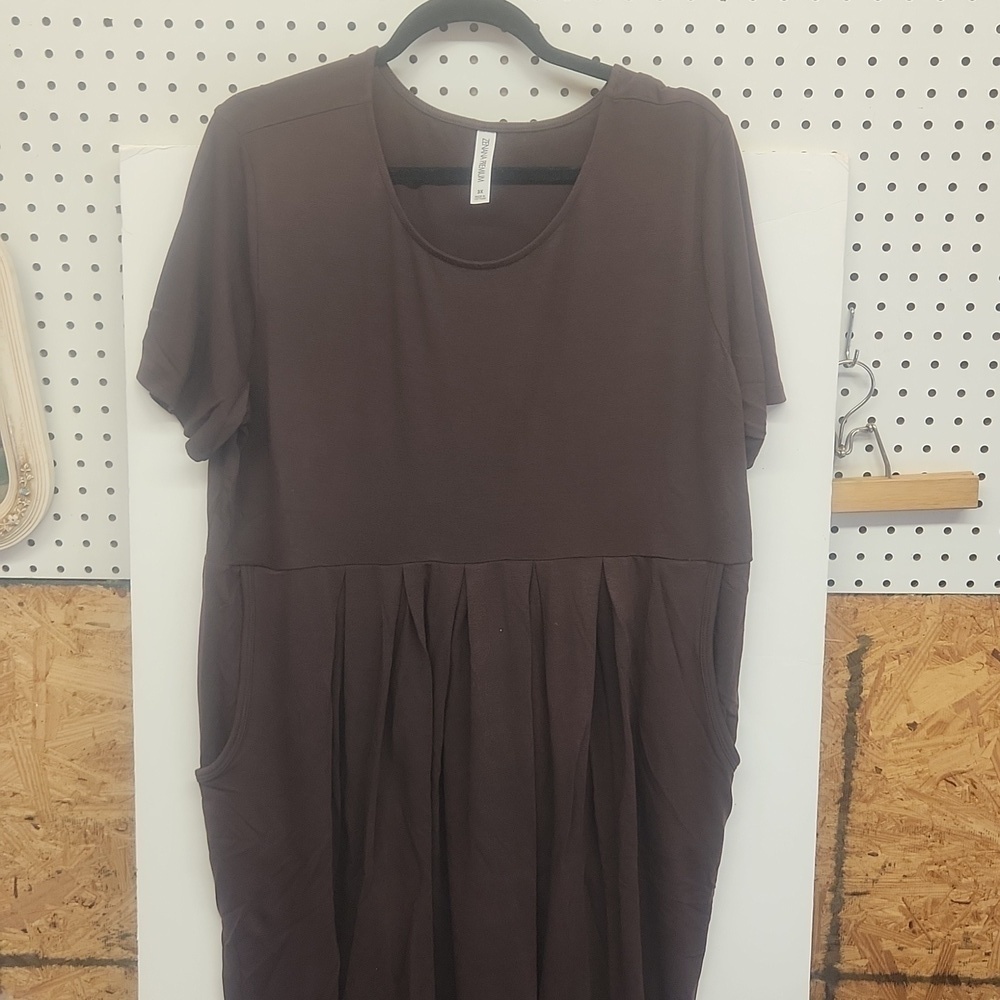 Zenana Premium brown knee-length dress women's size 3x NWOT